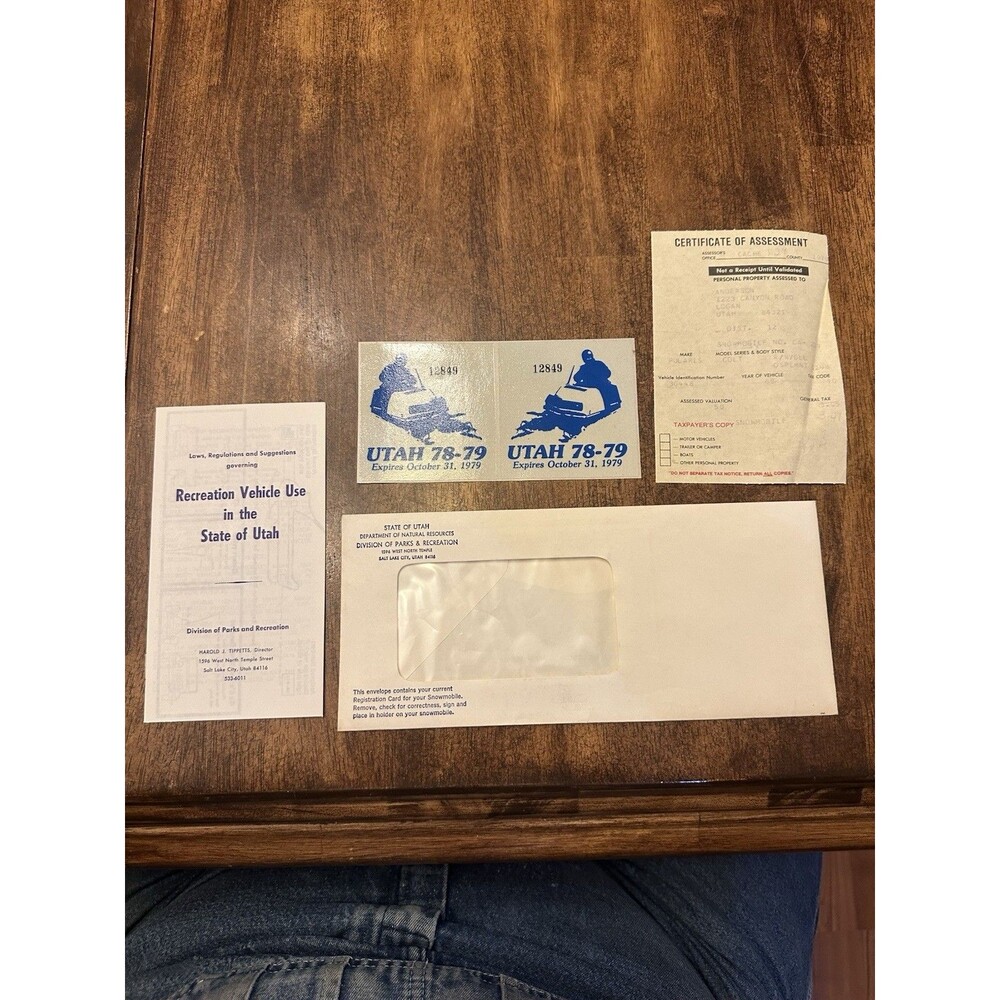 Vintage 1978/79 Utah Snowmobile Registration Decals UNUSED Pair 1968 Polaris ❄️